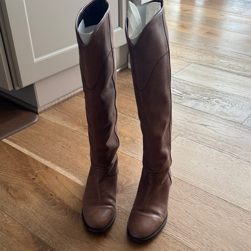CHANEL Brown Over the Knee Boots
